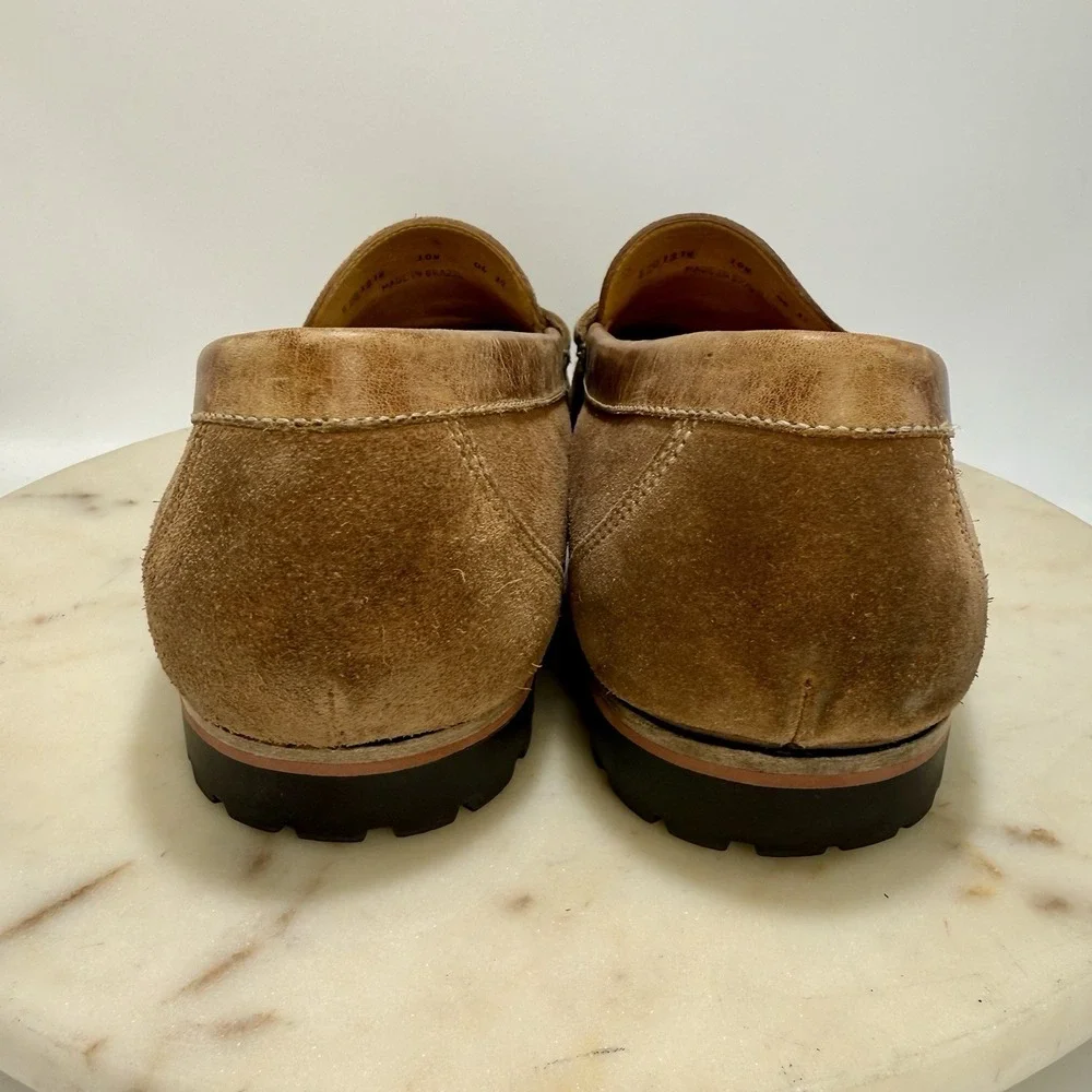 Martin Dingman Shoes Mens 10 Brown Suede Leather Loafer Slip On Lug Sole Moc Toe